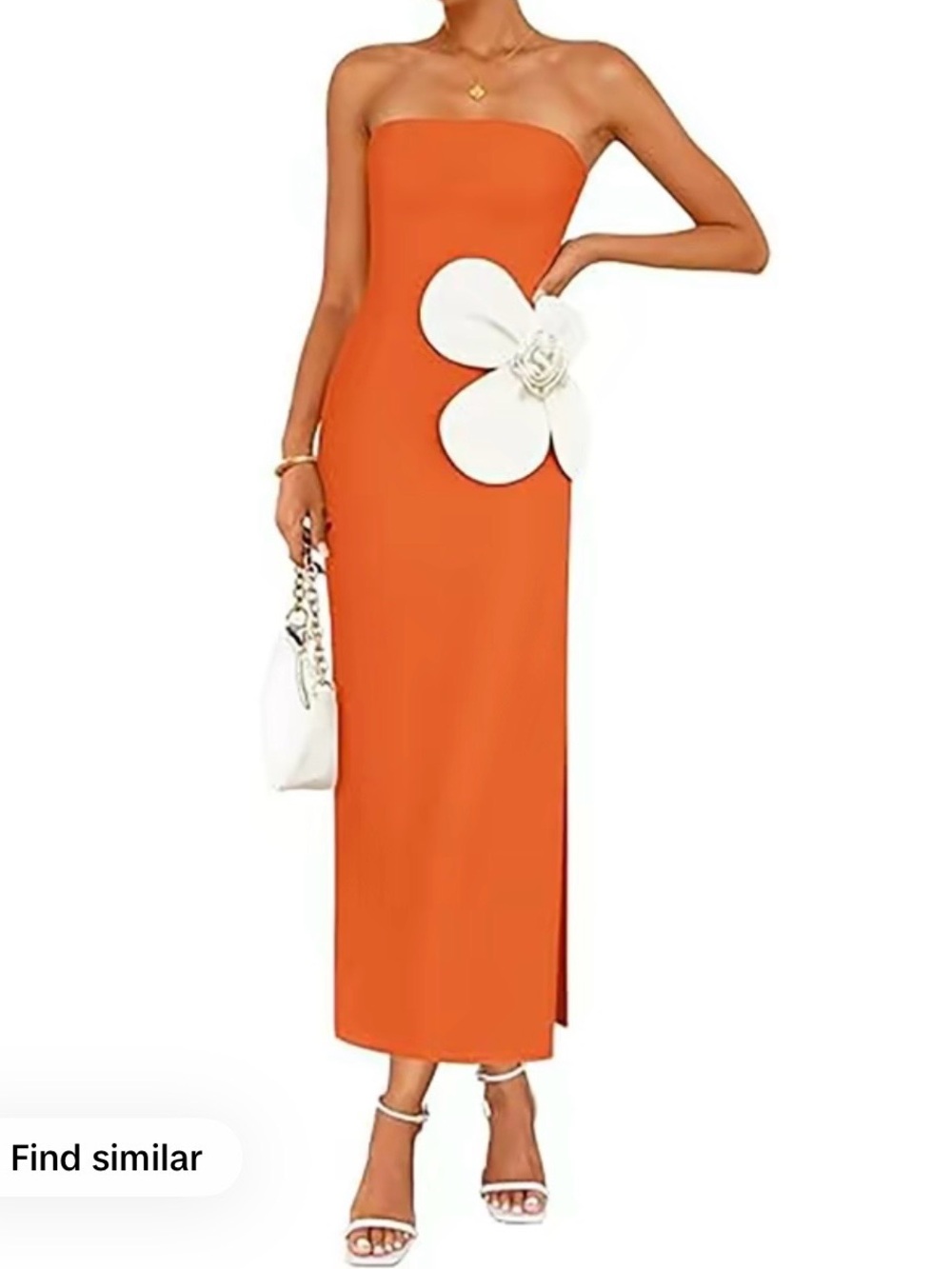 ZESICA Strapless Orange Floral Maxi Dress